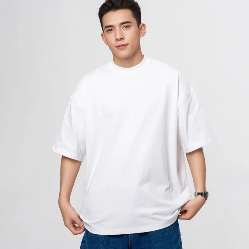 Heavyweight Cotton Men's T-Shirt, Durable Breathable Everyday Round Neck Tee