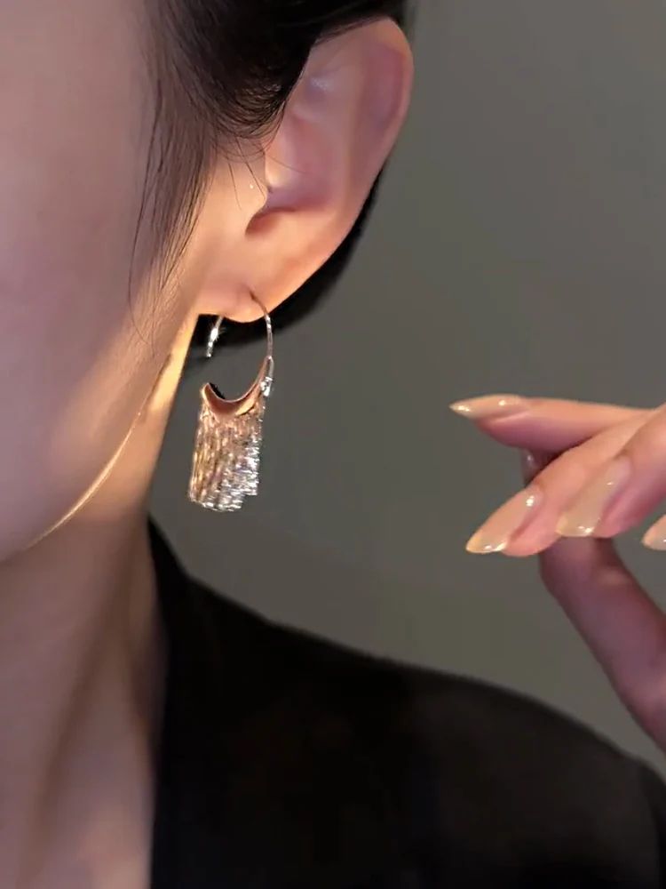925 Silver Snake Chain Tassel Earrings Elegant Womens Jewelry