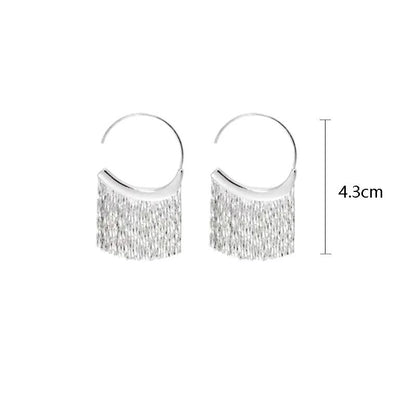 925 Silver Snake Chain Tassel Earrings Elegant Womens Jewelry