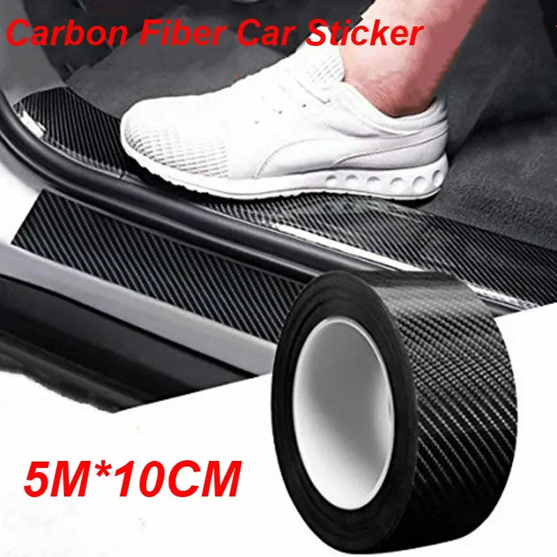 Carbon Fiber Car Sill Sticker Protective Strip Anti-Scratch, Waterproof Rearview Mirror Tape for Vehicle Protection