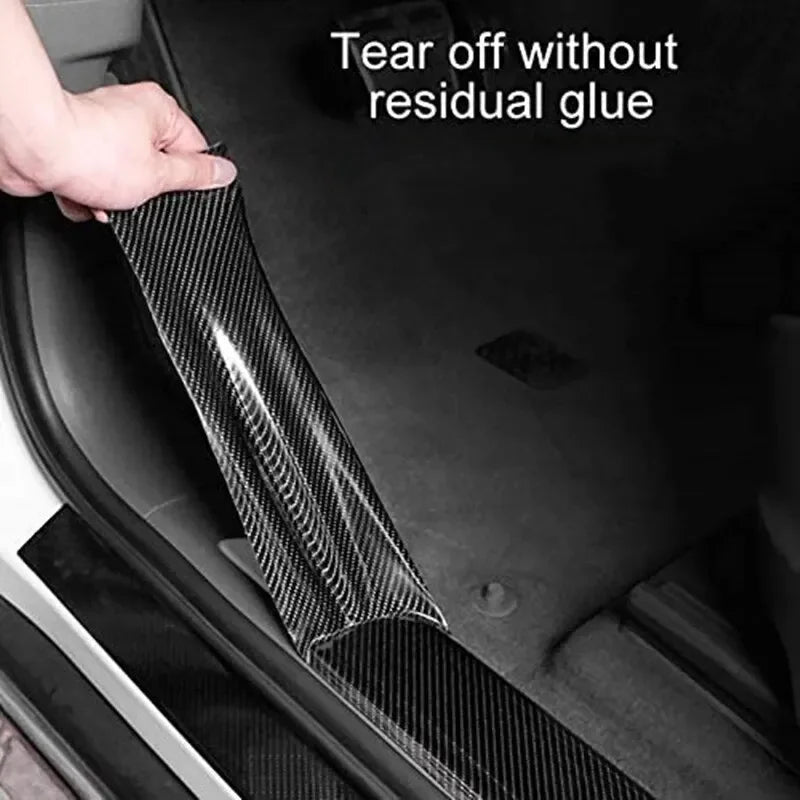 Carbon Fiber Car Sill Sticker Protective Strip Anti-Scratch, Waterproof Rearview Mirror Tape for Vehicle Protection