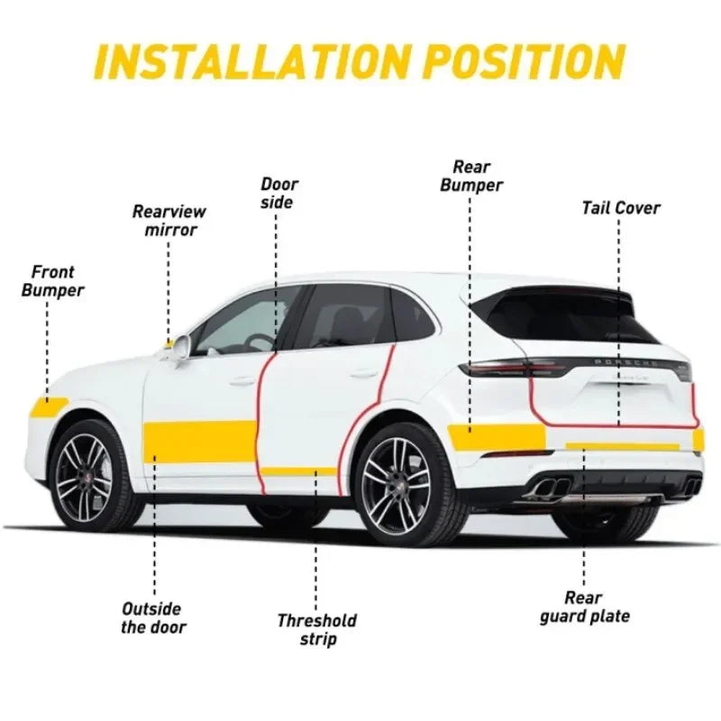 Carbon Fiber Car Sill Sticker Protective Strip Anti-Scratch, Waterproof Rearview Mirror Tape for Vehicle Protection