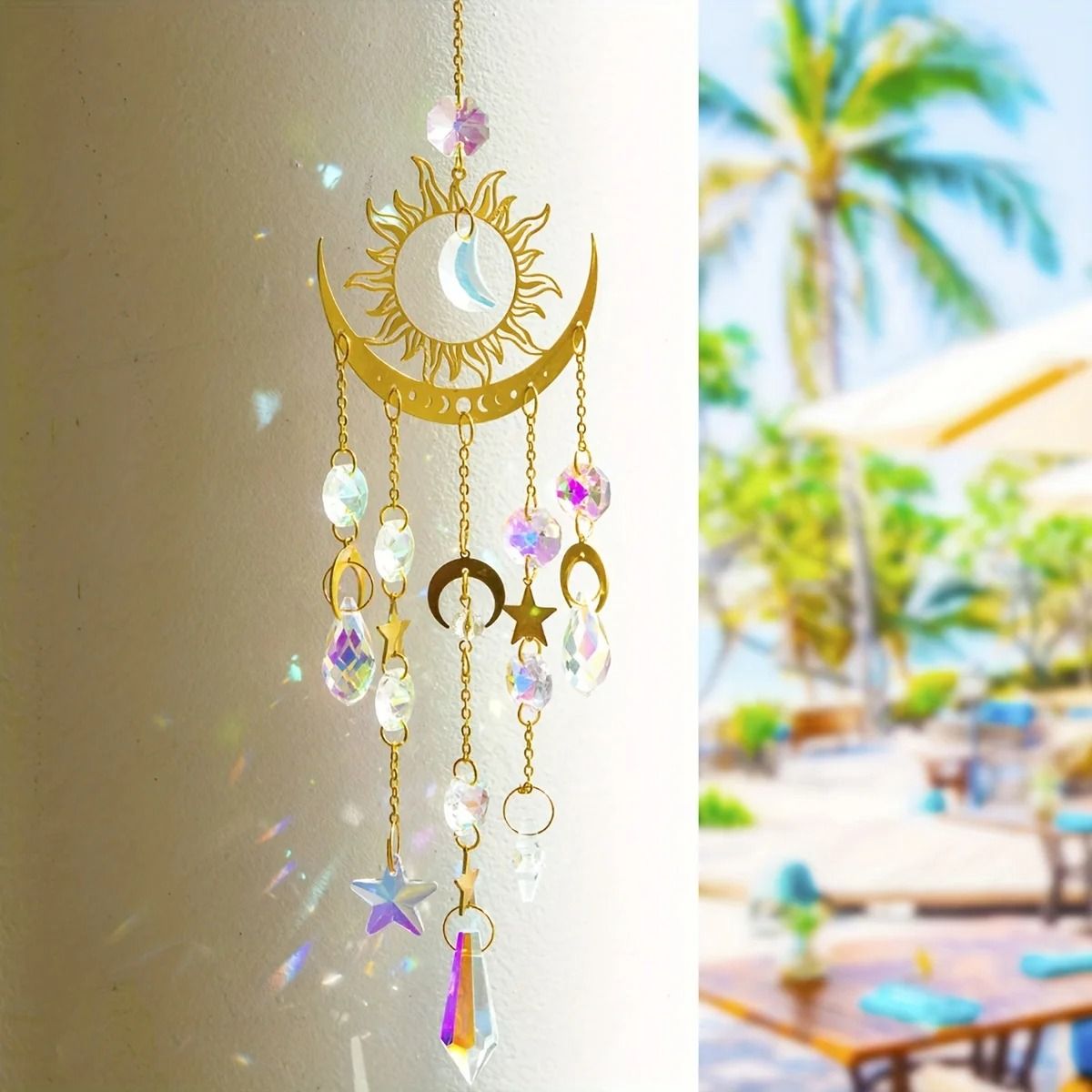 Star Moon Wind Chime Sun Catcher Hanging Garden Decoration