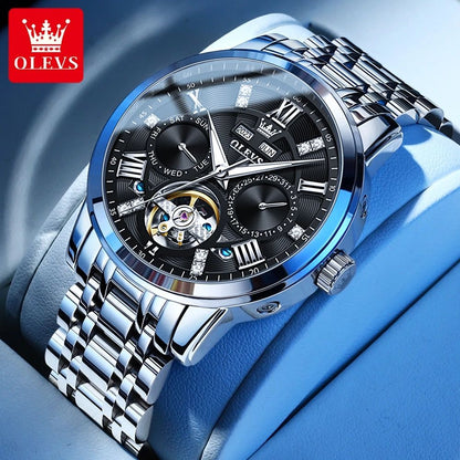 OLEVS Skeleton Flywheel Automatic Mechanical Watch for Men