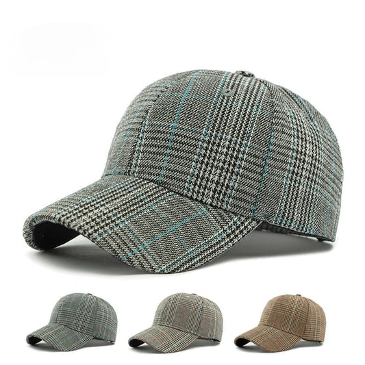 Classic Checkered Baseball Cap – All-Season Sun Visor Cap with Adjustable Fit for Men & Women