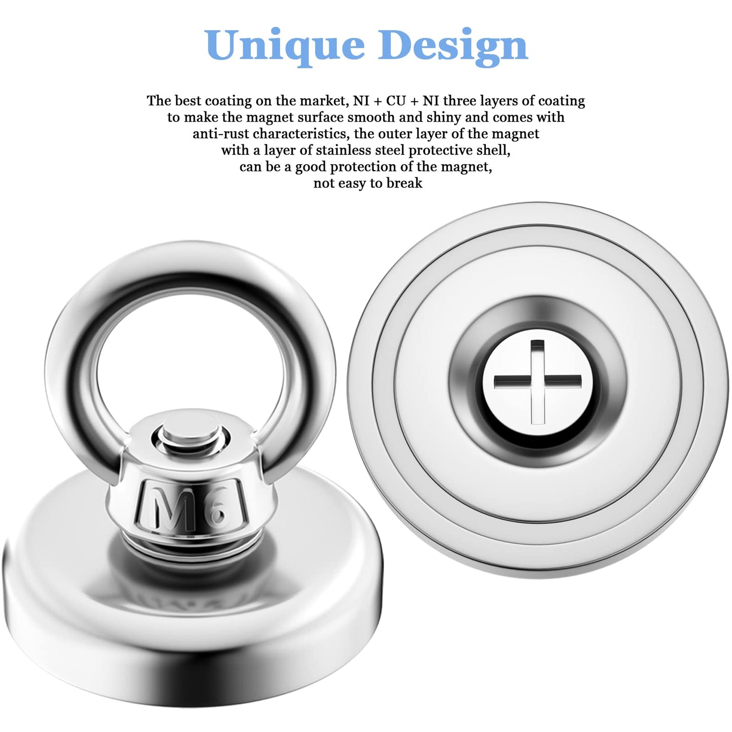 Super Strong Neodymium Fishing Magnet with Eyebolt for Salvage and Magnetic Fishing Heavy Duty Hook
