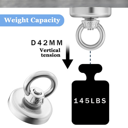 Super Strong Neodymium Fishing Magnet with Eyebolt for Salvage and Magnetic Fishing Heavy Duty Hook