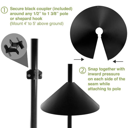 Wrap Around Squirrel Baffle | Durable Plastic Bird Feeder Protection | 12-18 Inch Squirrel Proof Guard for Outdoor Bird