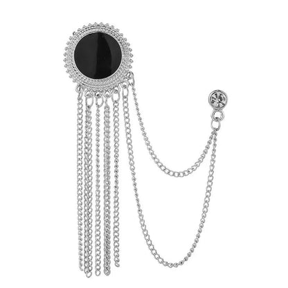 Luxury Rhinestone Tassel Brooch Pin for Men