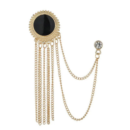 Luxury Rhinestone Tassel Brooch Pin for Men