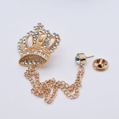 Luxury Rhinestone Tassel Brooch Pin for Men