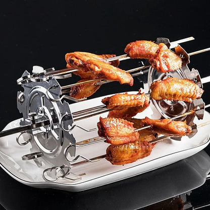 Stainless Steel Rotating Oven Grill Cage Meat Skewer Kebab Maker for Air Fryer and BBQ