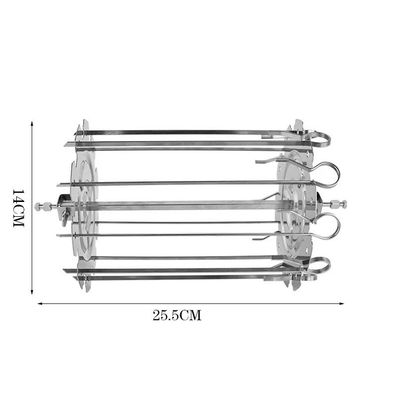 Stainless Steel Rotating Oven Grill Cage Meat Skewer Kebab Maker for Air Fryer and BBQ