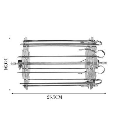 Stainless Steel Rotating Oven Grill Cage Meat Skewer Kebab Maker for Air Fryer and BBQ