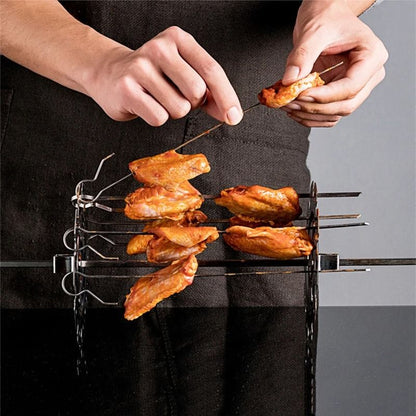 Stainless Steel Rotating Oven Grill Cage Meat Skewer Kebab Maker for Air Fryer and BBQ