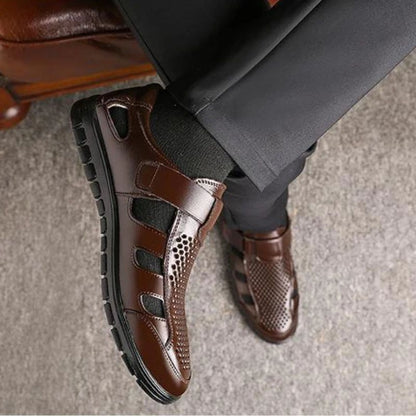 Luxury Genuine Leather Men Sandals – Breathable Non-Slip Business Casual Summer Shoe