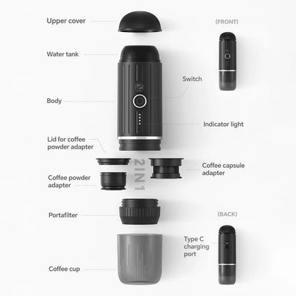 Portable Wireless Heating Espresso Machine – Rechargeable Travel Coffee Maker