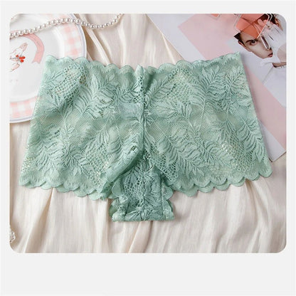 Lace Mesh Seamless Boyshorts Breathable Floral Jacquard Panties