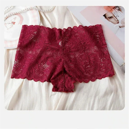 Lace Mesh Seamless Boyshorts Breathable Floral Jacquard Panties