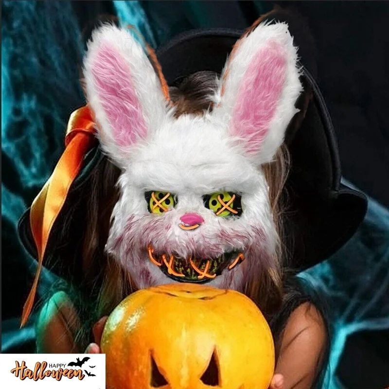 LED Bloody Rabbit Glow Mask – Horror Cosplay Light Up Halloween Mask