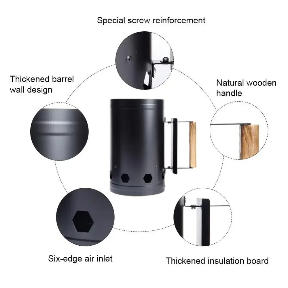 Spark Bucket Charcoal Ignition Cylinder Outdoor Barbecue Stove Igniter with Heat Insulation