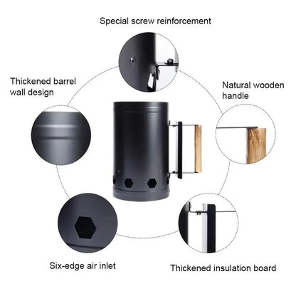 Spark Bucket Charcoal Ignition Cylinder Outdoor Barbecue Stove Igniter with Heat Insulation