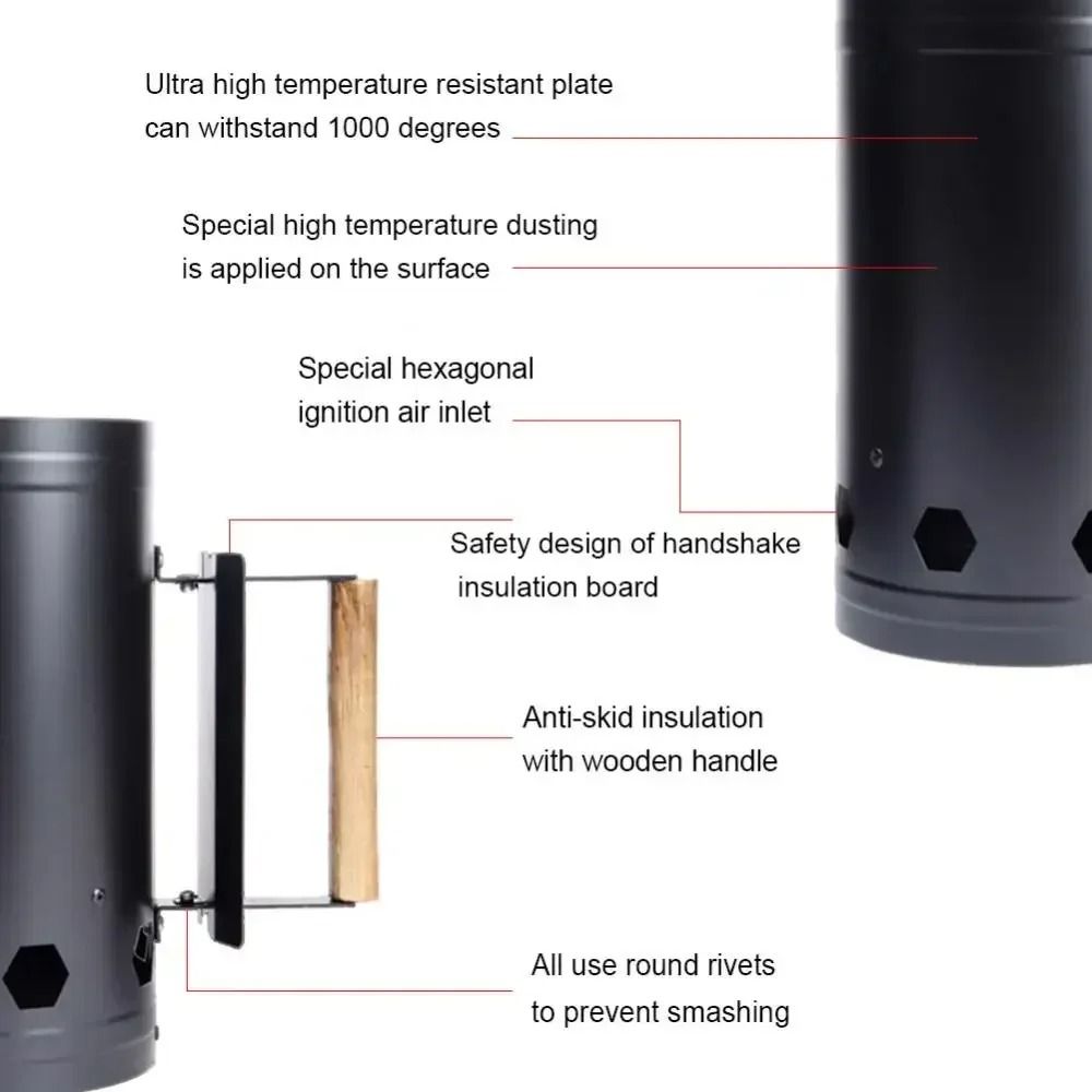 Spark Bucket Charcoal Ignition Cylinder Outdoor Barbecue Stove Igniter with Heat Insulation