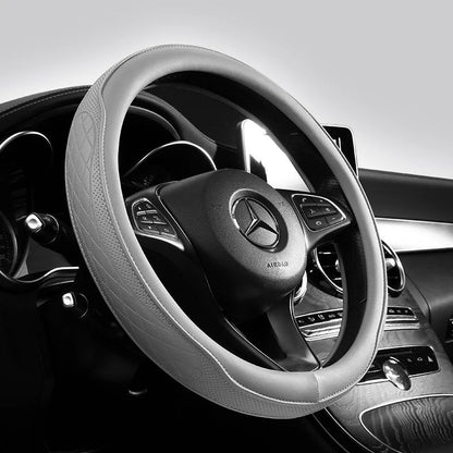 Premium Napa Leather Steering Wheel Cover Breathable Universal 15 Inch Steering Wheel Cover