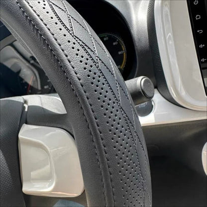Premium Napa Leather Steering Wheel Cover Breathable Universal 15 Inch Steering Wheel Cover