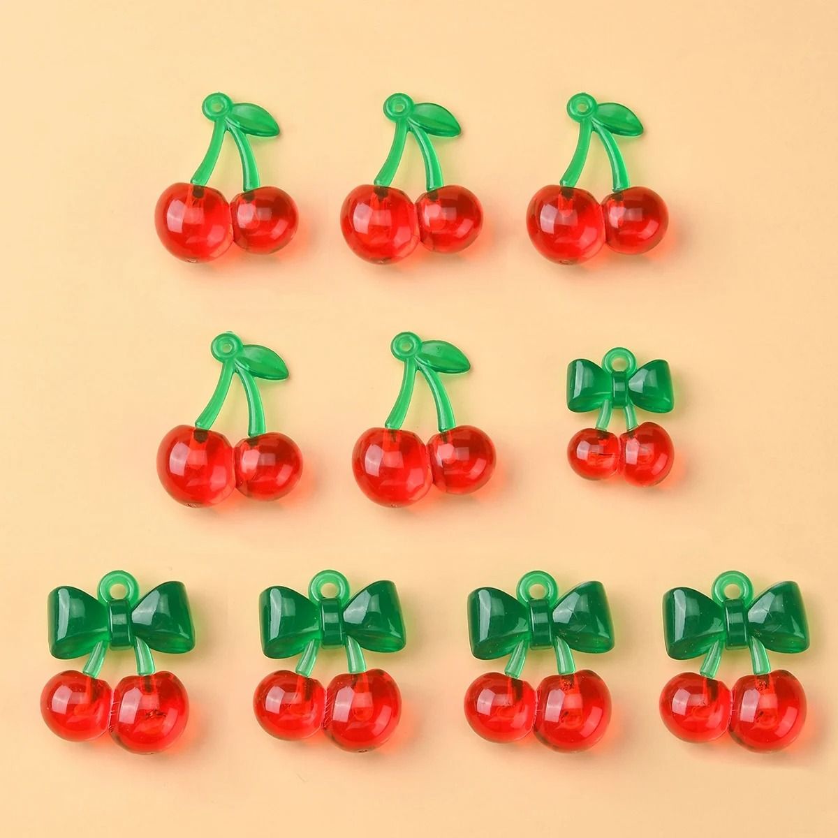 10 Piece Cherry Pendant Charms Acrylic DIY Jewelry Making Charms