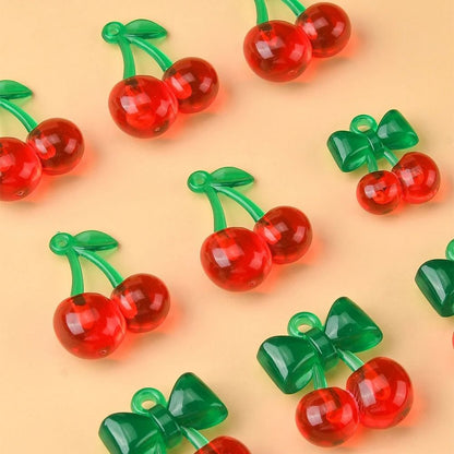 10 Piece Cherry Pendant Charms Acrylic DIY Jewelry Making Charms