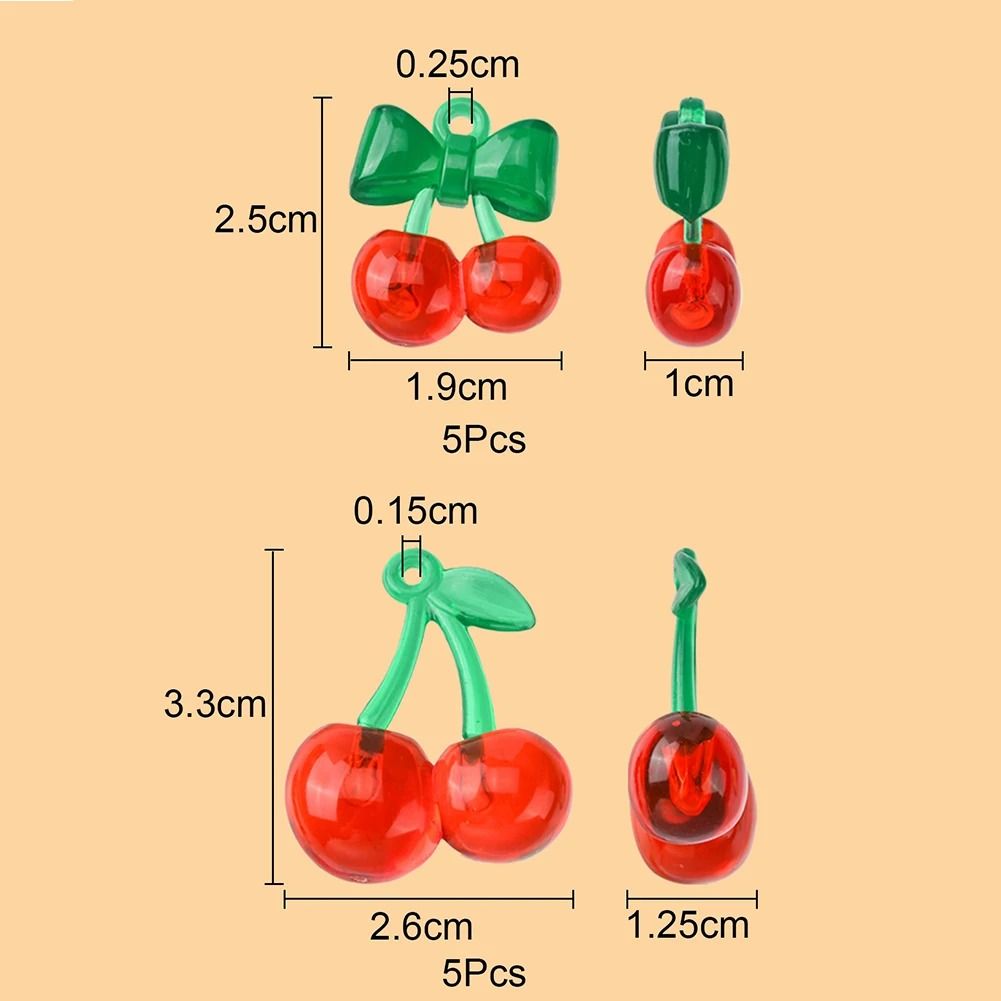 10 Piece Cherry Pendant Charms Acrylic DIY Jewelry Making Charms
