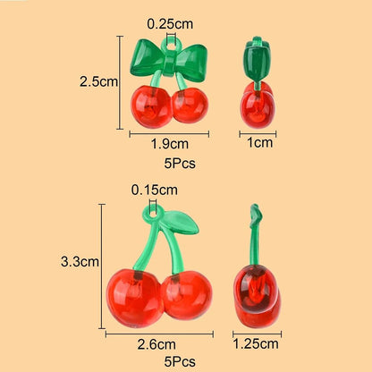 10 Piece Cherry Pendant Charms Acrylic DIY Jewelry Making Charms
