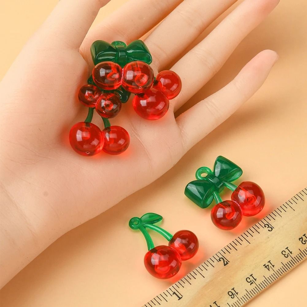 10 Piece Cherry Pendant Charms Acrylic DIY Jewelry Making Charms