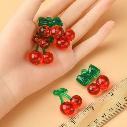 10 Piece Cherry Pendant Charms Acrylic DIY Jewelry Making Charms