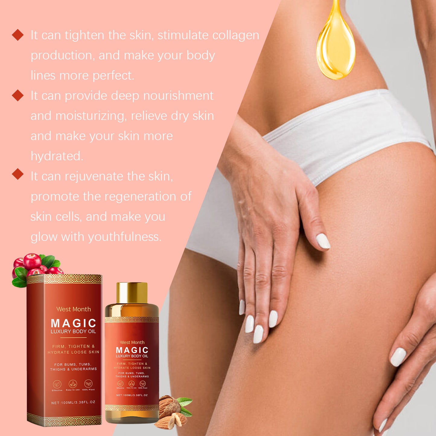 Tightening Body Oil for Firmer Looking Skin, Deep Hydration and Smooth Body Care