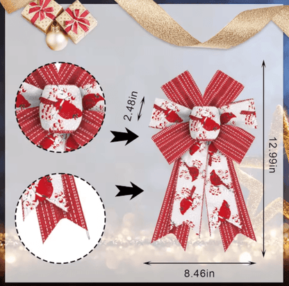 2PCS Shiny Burlap Christmas Wreath Bows for Tree & Front Door Decor
