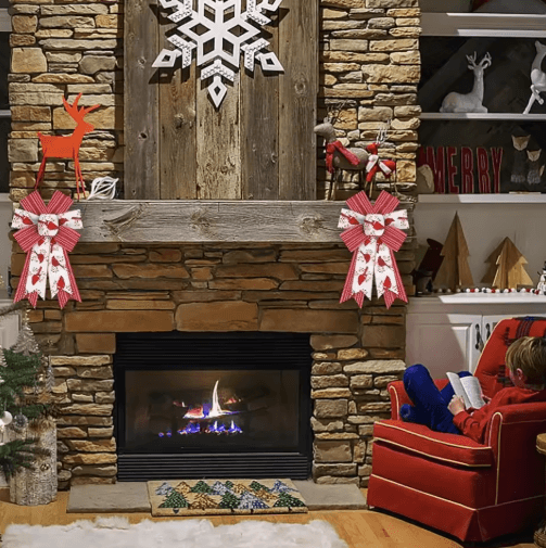 2PCS Shiny Burlap Christmas Wreath Bows for Tree & Front Door Decor