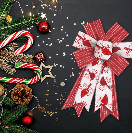 2PCS Shiny Burlap Christmas Wreath Bows for Tree & Front Door Decor