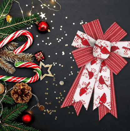 2PCS Shiny Burlap Christmas Wreath Bows for Tree & Front Door Decor