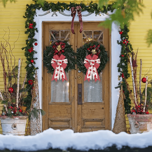 2PCS Shiny Burlap Christmas Wreath Bows for Tree & Front Door Decor