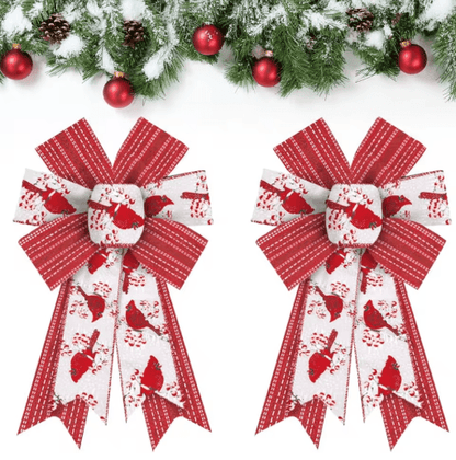 2PCS Shiny Burlap Christmas Wreath Bows for Tree & Front Door Decor