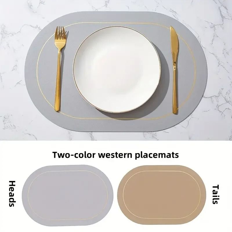 Color-Blocking Leather Placemats – Heat-Resistant & Waterproof Dining Mats