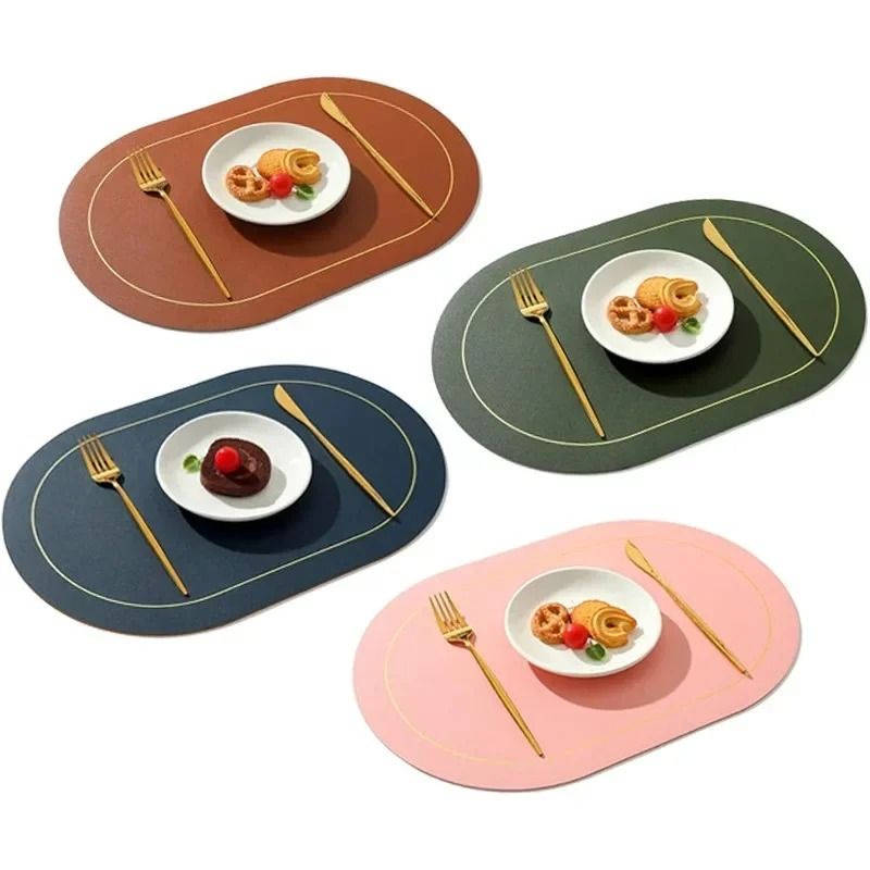 Color-Blocking Leather Placemats – Heat-Resistant & Waterproof Dining Mats