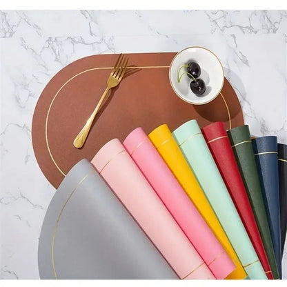 Color-Blocking Leather Placemats – Heat-Resistant & Waterproof Dining Mats
