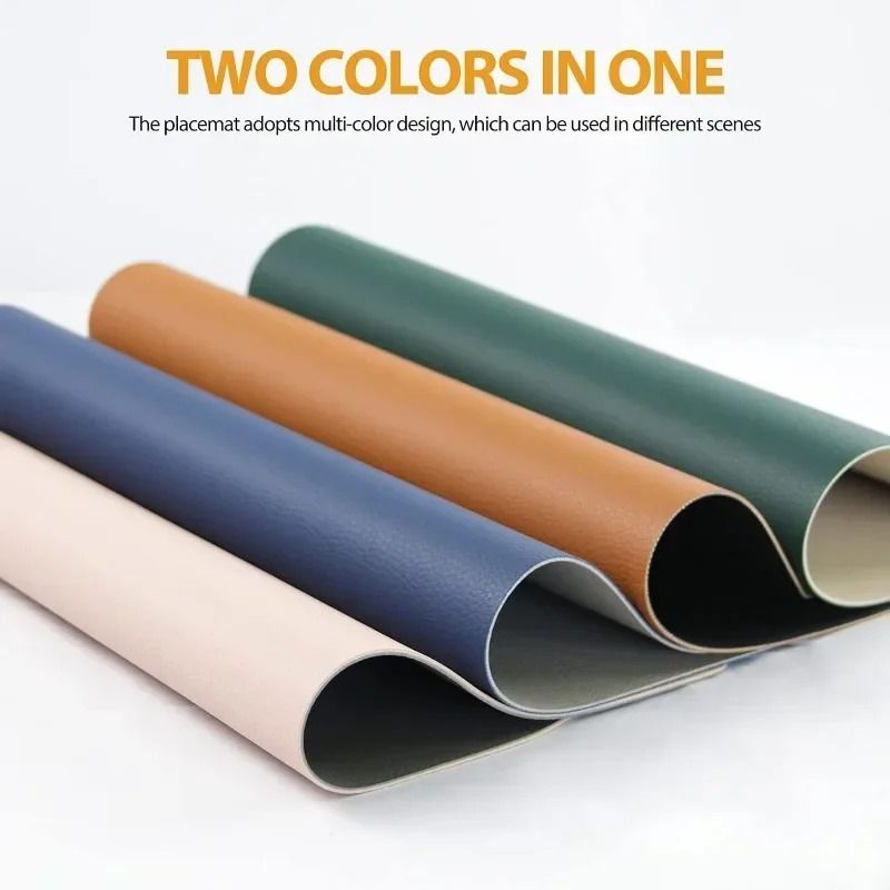 Color-Blocking Leather Placemats – Heat-Resistant & Waterproof Dining Mats