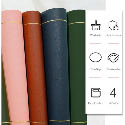 Color-Blocking Leather Placemats – Heat-Resistant & Waterproof Dining Mats