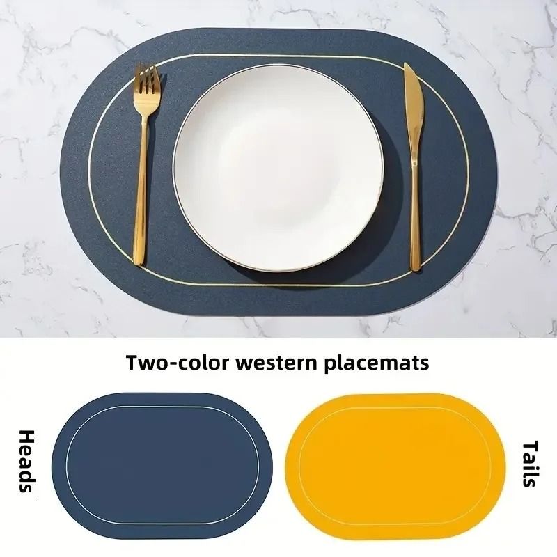 Color-Blocking Leather Placemats – Heat-Resistant & Waterproof Dining Mats