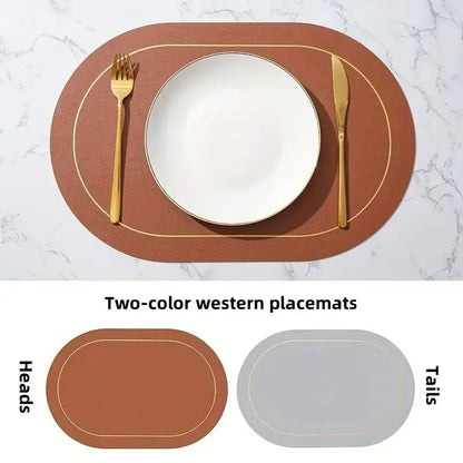 Color-Blocking Leather Placemats – Heat-Resistant & Waterproof Dining Mats