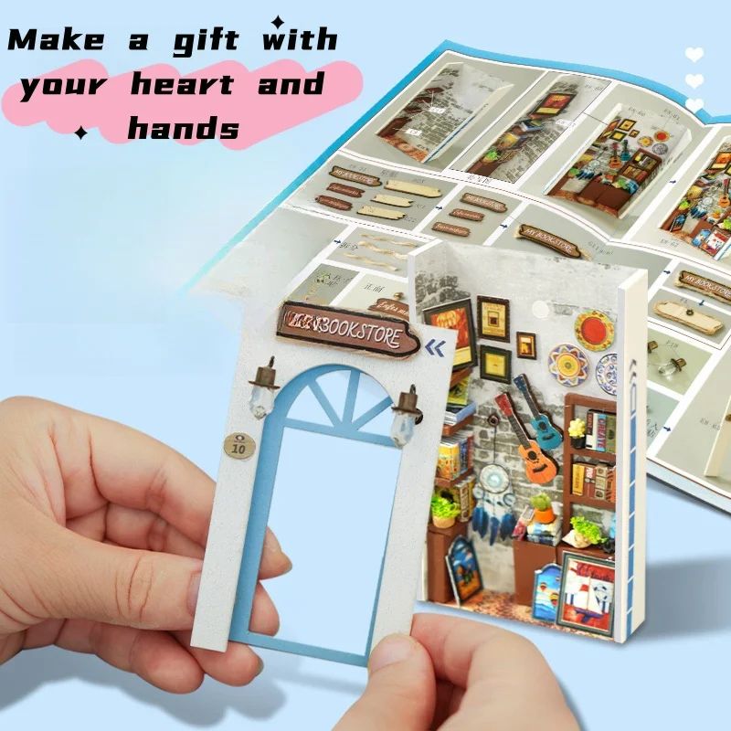 DIY Book Nook Miniature Kit – 3D Bookshelf Insert Model Decor